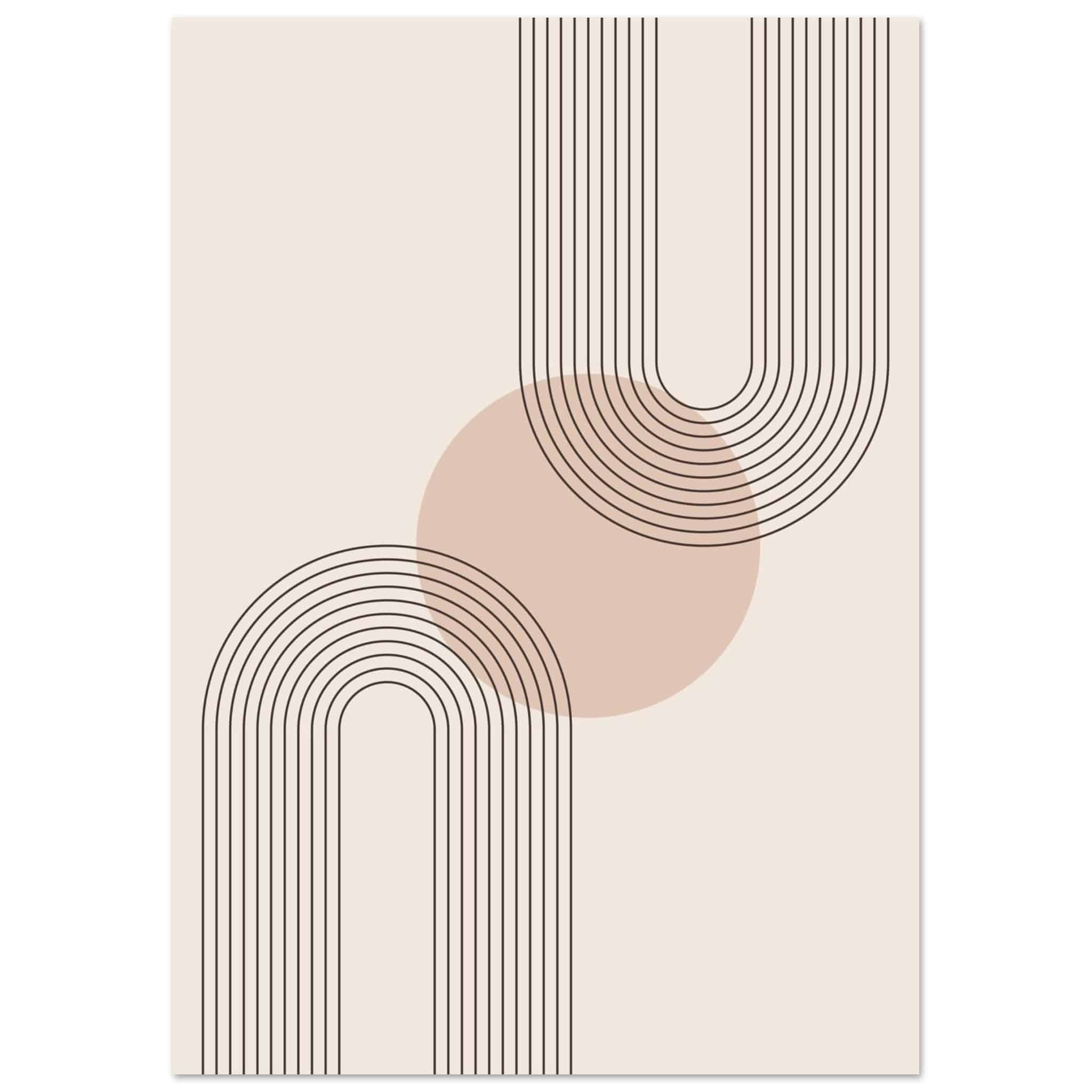 Artfulprints Poster Boho – Neutral curves - A4 21x29.7 cm - Grijs