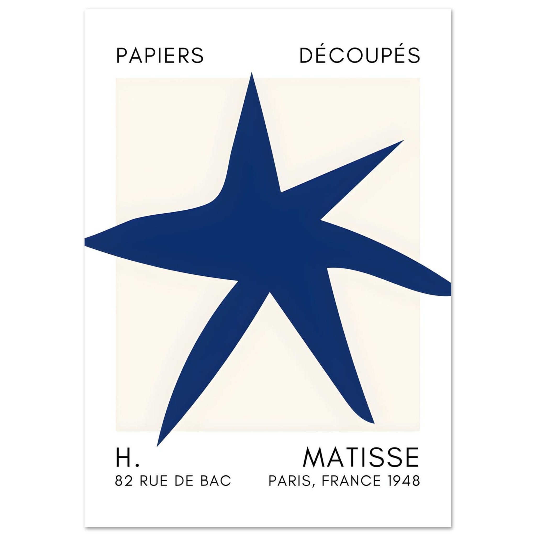 Artfulprints Poster Matisse – Star of the sea navy blue II - A4 21x29.