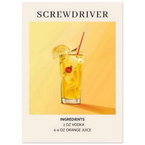 Artfulprints Poster Screwdriver cocktail – Ingrediënten – 50×70 cm – G Artfulprints Poster Screwdriver cocktail – Ingrediënten – 50×70 cm – G