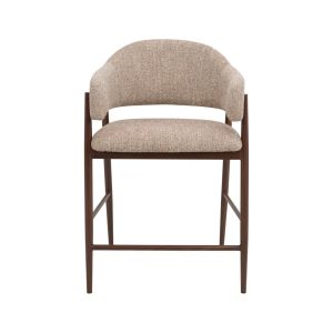 DÉJA Living Barstoel Dénia – Taupe/Walnoot – Zithoogte 65cm – Set van DÉJA Living Barstoel Dénia – Taupe/Walnoot – Zithoogte 65cm – Set van