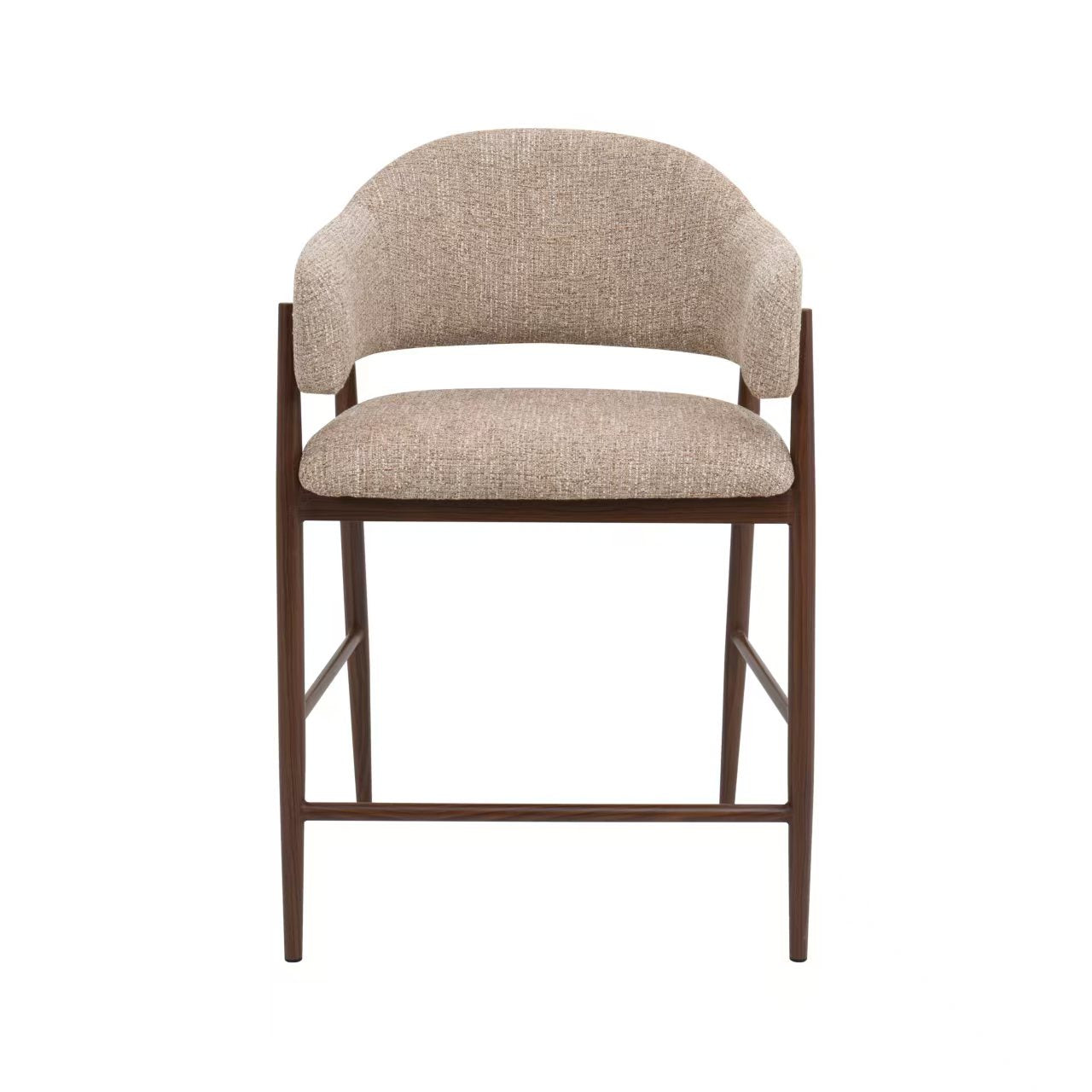 DÉJA Living Barstoel Dénia - Taupe/Walnoot - Zithoogte 65cm - Set van