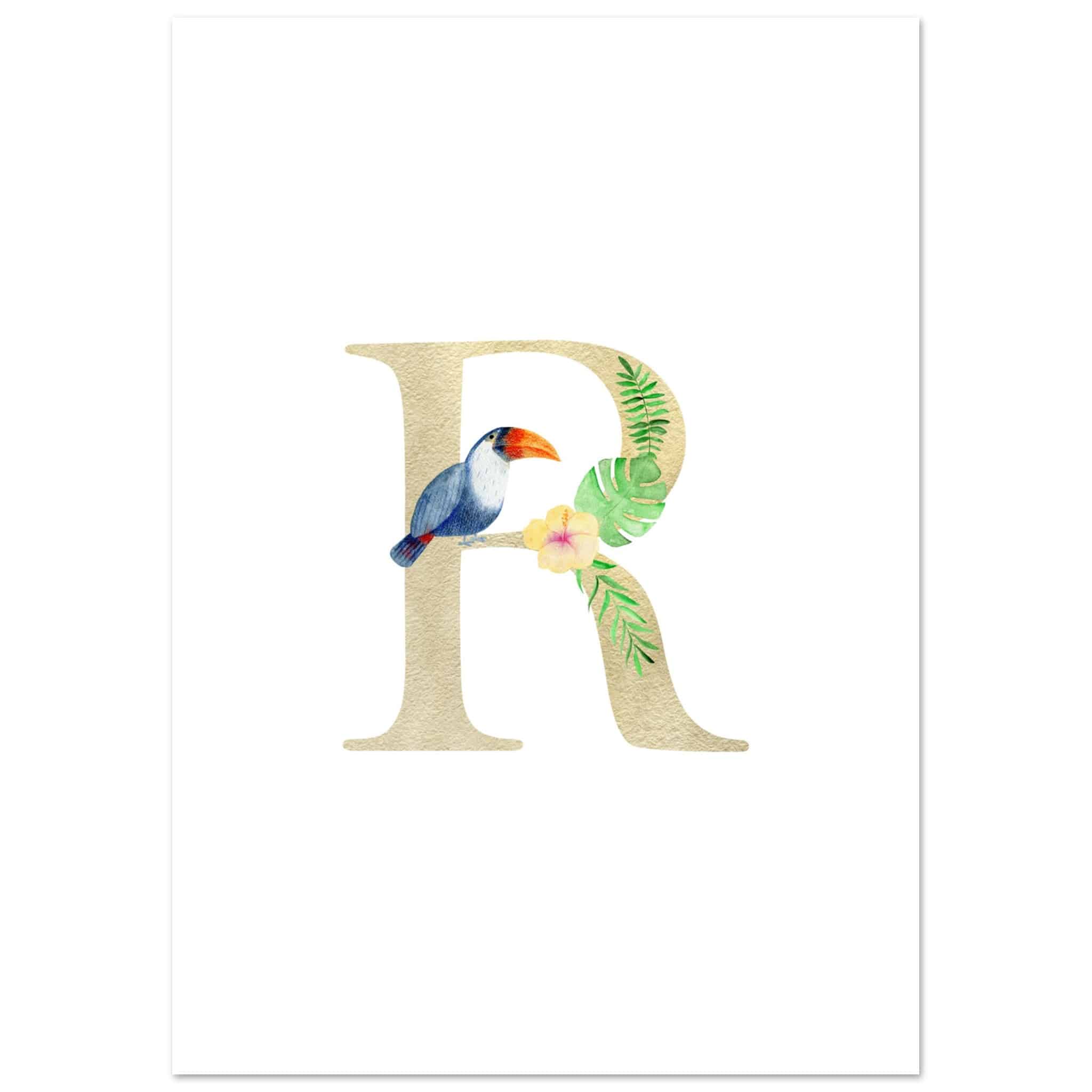 Artfulprints Poster Letter R kindernaam - A4 21x29.7 cm - Meerkleurig