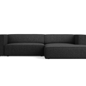 Cosmopolitan Design rechter hoekbank Arendal 3-zits, chenille, zwart – Cosmopolitan Design rechter hoekbank Arendal 3-zits, chenille, zwart –