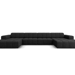 Cosmopolitan Design Panoramische bank Chicago 6-zits, chenille zwart – Cosmopolitan Design Panoramische bank Chicago 6-zits, chenille zwart –