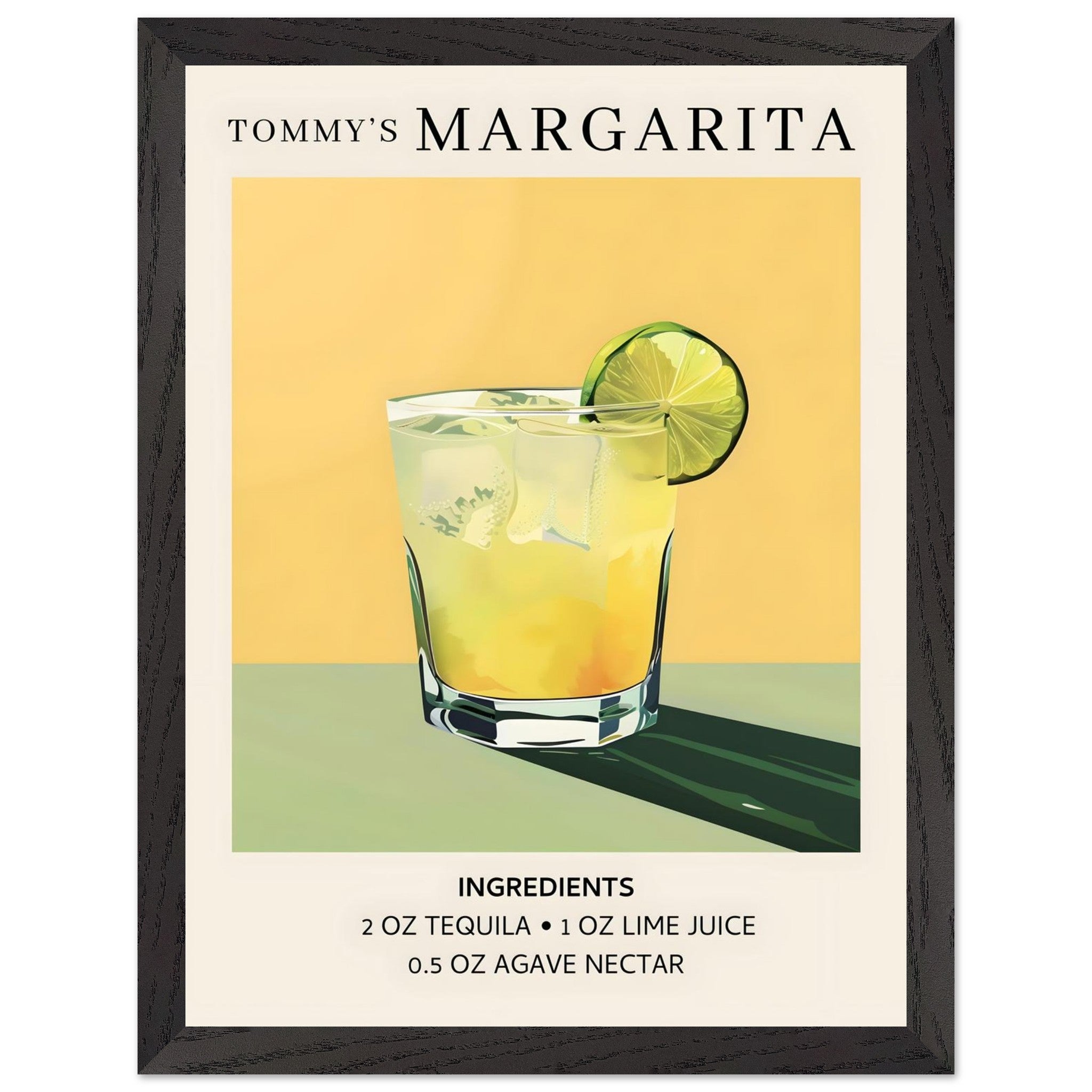 Artfulprints Poster met Lijst Tommy's Margarita cocktail - Ingrediënte
