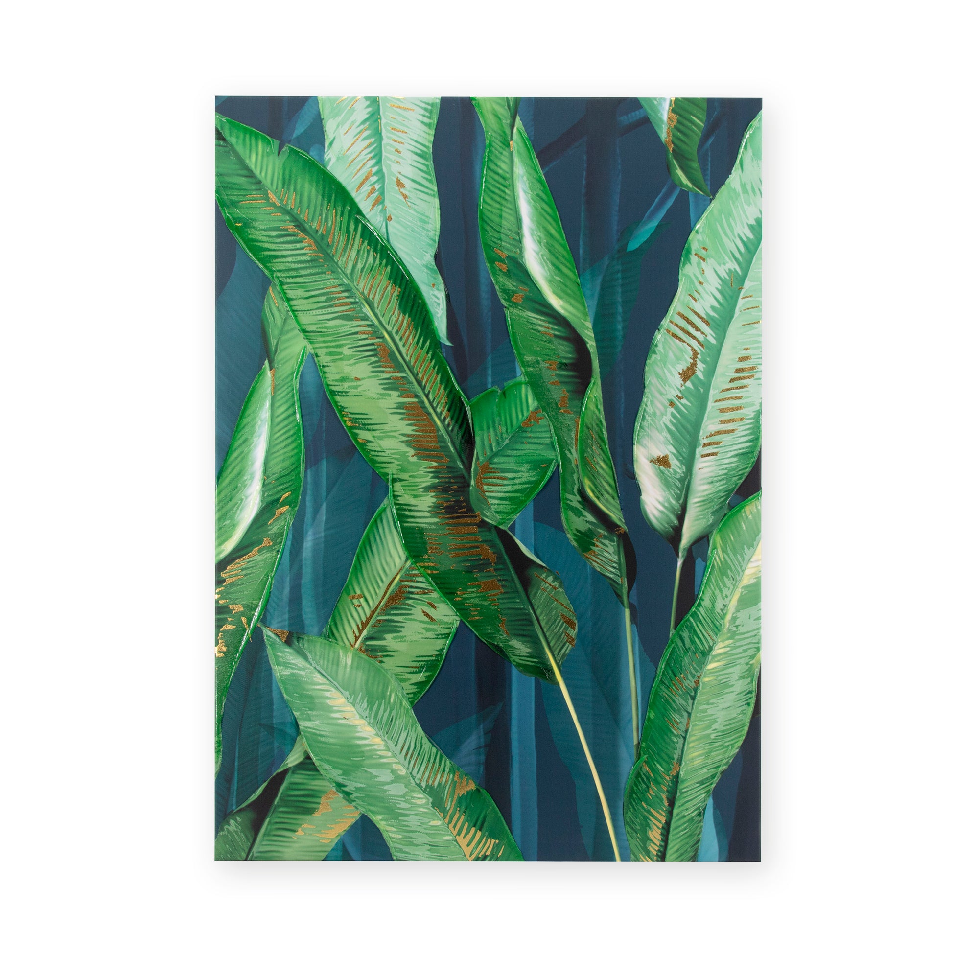 Art for the Home Canvas met handgeschilderde details - Lush leaves gre
