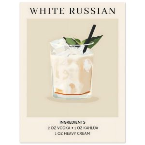 Artfulprints Poster White Russian cocktail – Ingrediënten – 30×40 cm –