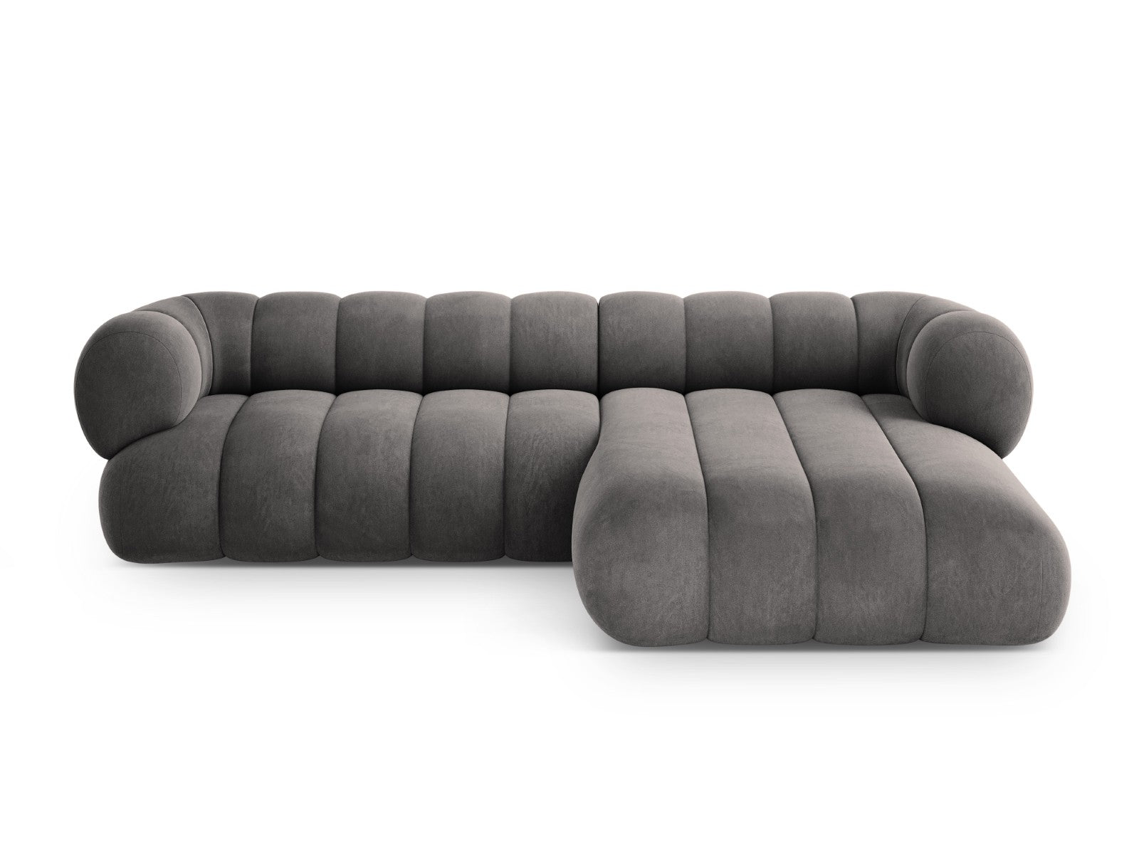 Cosmopolitan Design rechter hoekbank Koge 5-zits, flueel grijs - 165x2