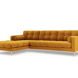 Cosmopolitan Design linker hoekbank Bali 5-zits, flueel, geel – 185×29 Cosmopolitan Design linker hoekbank Bali 5-zits, flueel, geel – 185×29