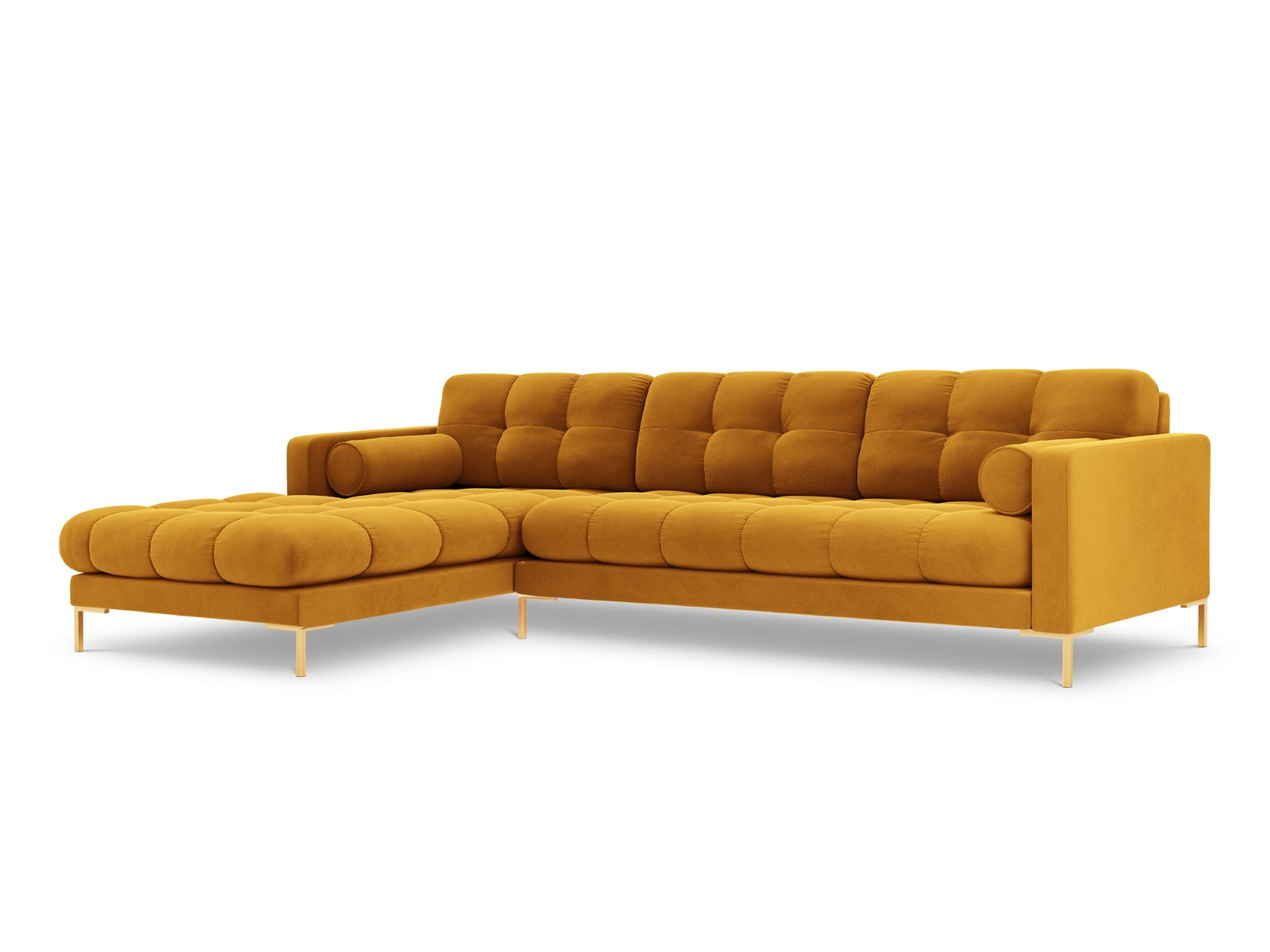 Cosmopolitan Design linker hoekbank Bali 5-zits, flueel, geel - 185x29