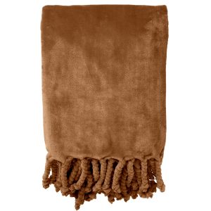 FLORIJN – Plaid 150×200 cm – grote fleece plaid met flosjes – Tobacco FLORIJN – Plaid 150×200 cm – grote fleece plaid met flosjes – Tobacco
