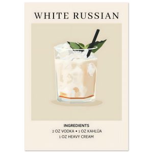Artfulprints Poster White Russian cocktail – Ingrediënten – 70×100 cm