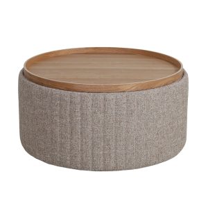 DÉJA Living Salontafel Angela – Taupe/Naturel – Ø80cm – Incl. Opbergru