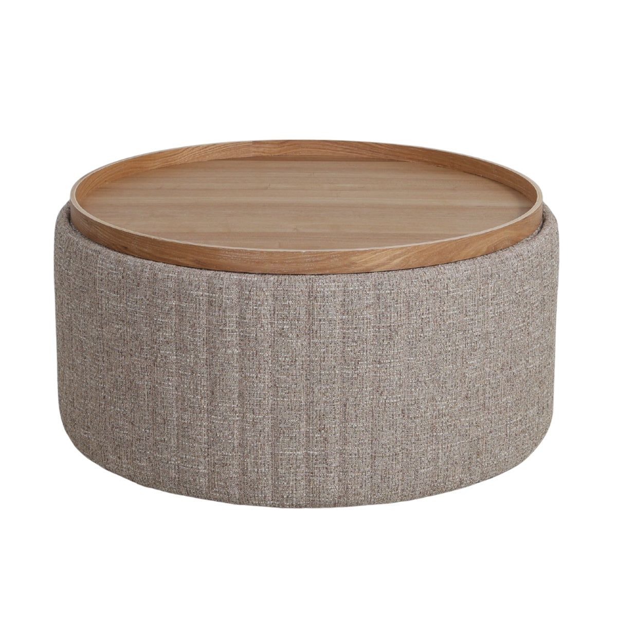 DÉJA Living Salontafel Angela - Taupe/Naturel - Ø80cm - Incl. Opbergru