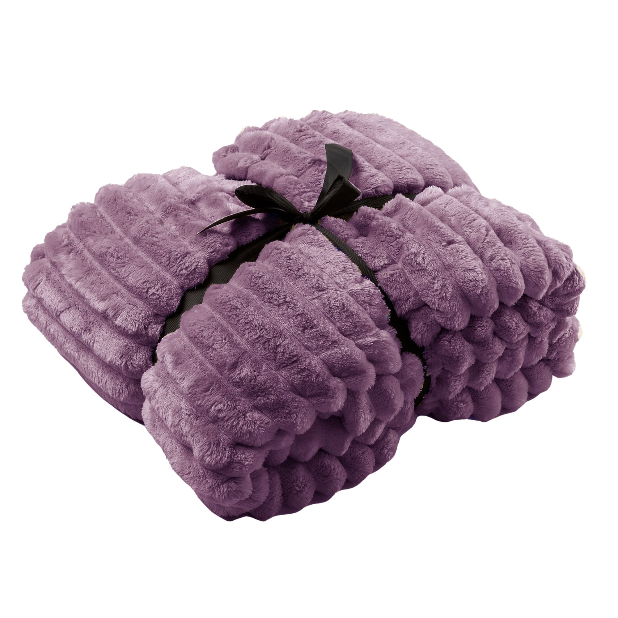 RICKY - plaid 150x200 cm - geribd fleece - superzacht - Dusky Orchid -