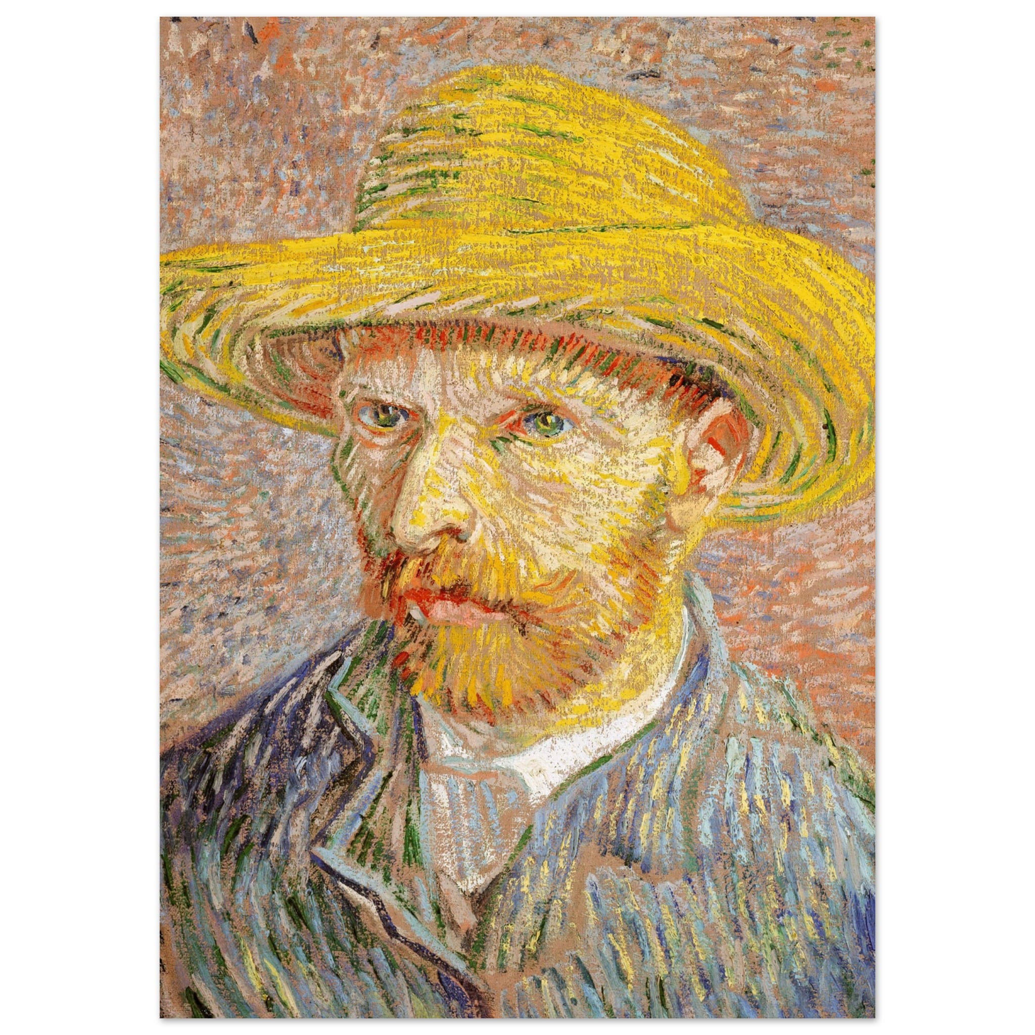 Artfulprints Poster Vincent van Gogh - Zelfportret met strohoed - 50x7