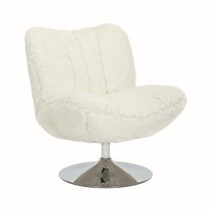 DÉJA Living Draaifauteuil Morten – Beige Fluffy/Chrome – 70x78x82cm DÉJA Living Draaifauteuil Morten – Beige Fluffy/Chrome – 70x78x82cm