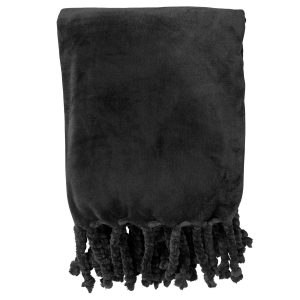 FLORIJN – Plaid 150×200 cm – grote fleece plaid met flosjes – Raven – FLORIJN – Plaid 150×200 cm – grote fleece plaid met flosjes – Raven –