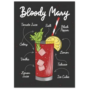 Artfulprints Bloody Mary cocktail – Illustratie poster A4 21×29.7 cm Artfulprints Bloody Mary cocktail – Illustratie poster A4 21×29.7 cm