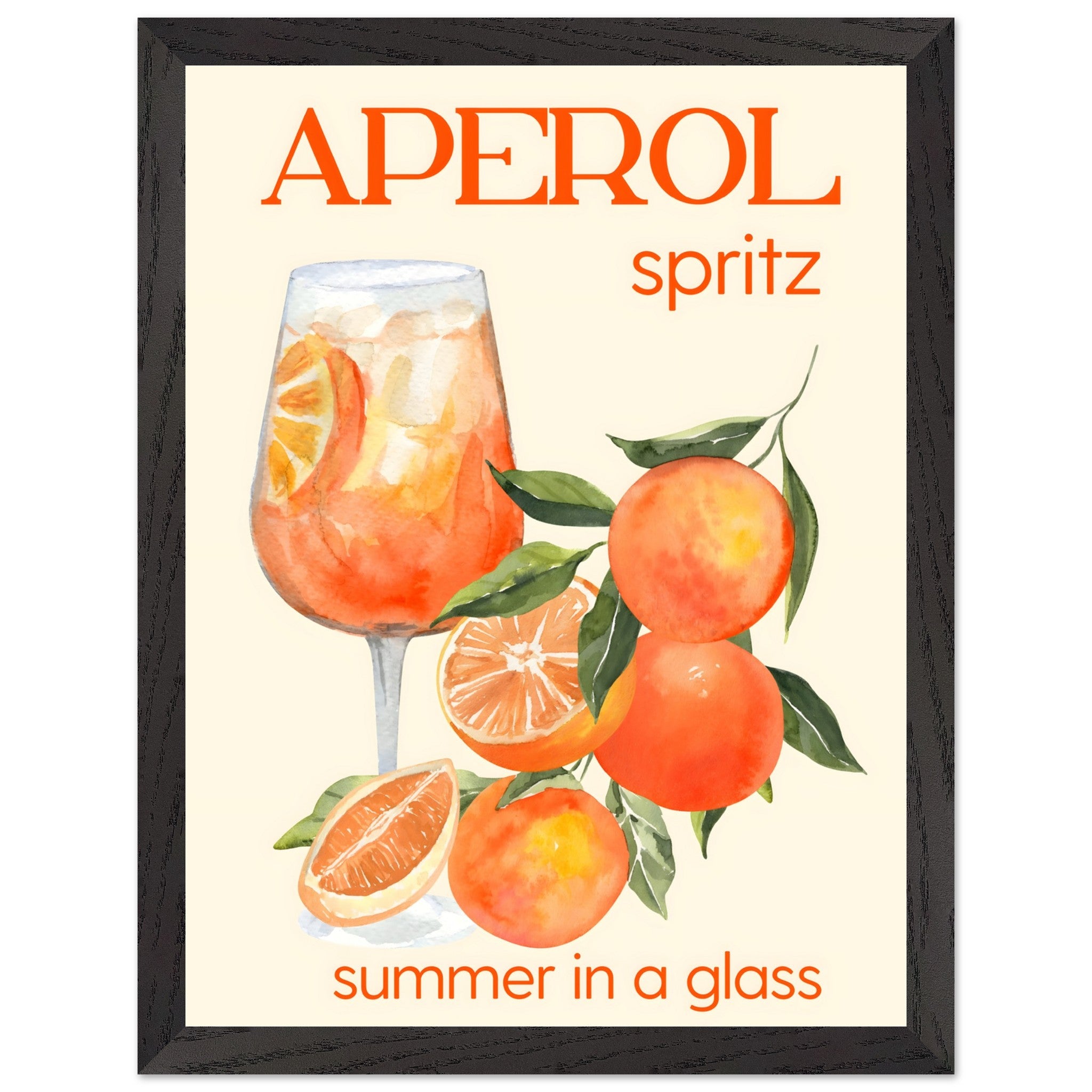 Artfulprints Poster met Lijst Aperol Spritz - Summer in a glass - 30x4