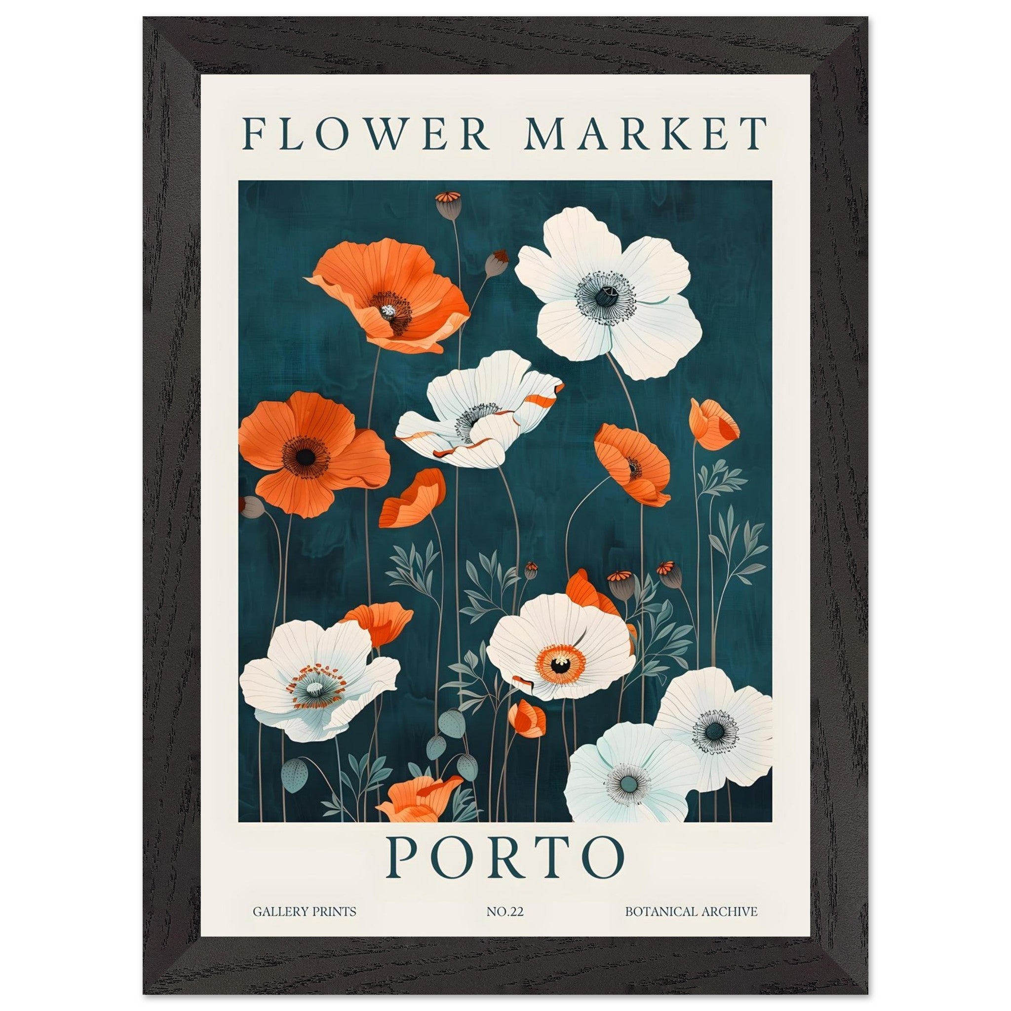 Artfulprints Poster met Lijst Flower market - Porto - A4 21x29.7 cm -