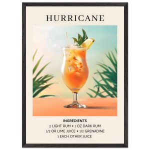 Artfulprints Poster met Lijst Hurricane cocktail – Ingrediënten – 50×7 Artfulprints Poster met Lijst Hurricane cocktail – Ingrediënten – 50×7