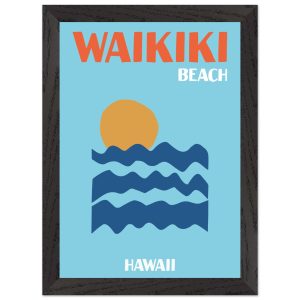 Artfulprints Poster met Lijst Hawaii – Waikiki Beach – A4 21×29.7 cm – Artfulprints Poster met Lijst Hawaii – Waikiki Beach – A4 21×29.7 cm –