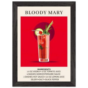 Artfulprints Poster met Lijst Bloody Mary cocktail – Ingrediënten – A4 Artfulprints Poster met Lijst Bloody Mary cocktail – Ingrediënten – A4