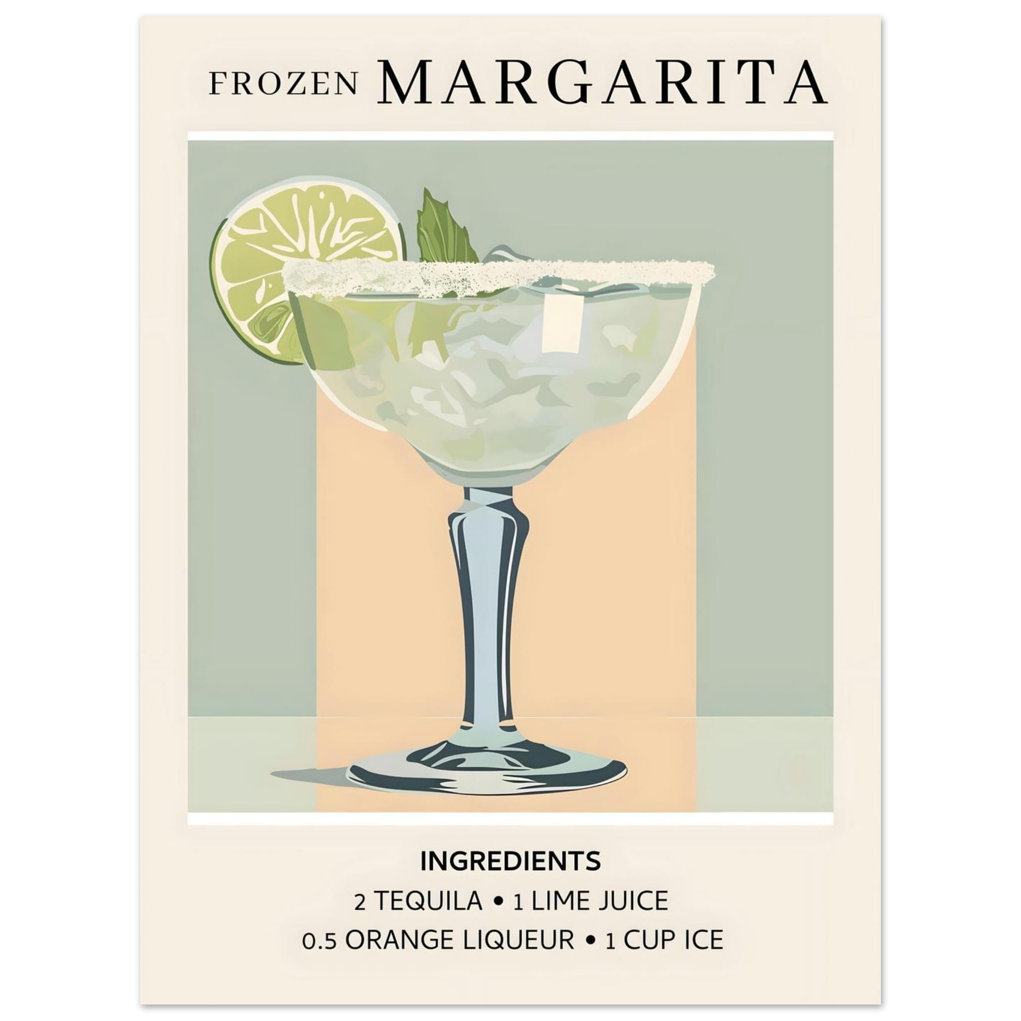 Artfulprints Poster Frozen Margarita cocktail I - Ingrediënten - 30x40