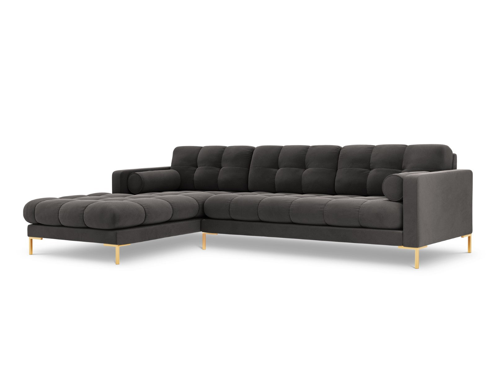 Cosmopolitan Design linker hoekbank Bali 5-zits, flueel, donkergrijs -