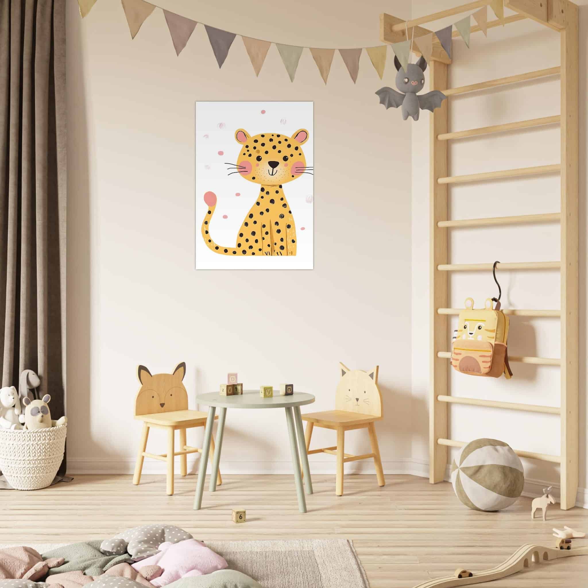 Artfulprints Poster Kleine luipaard - 70x100 cm - Geel