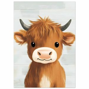 Artfulprints Poster Vriendelijke hooglander – 50×70 cm – Bruin