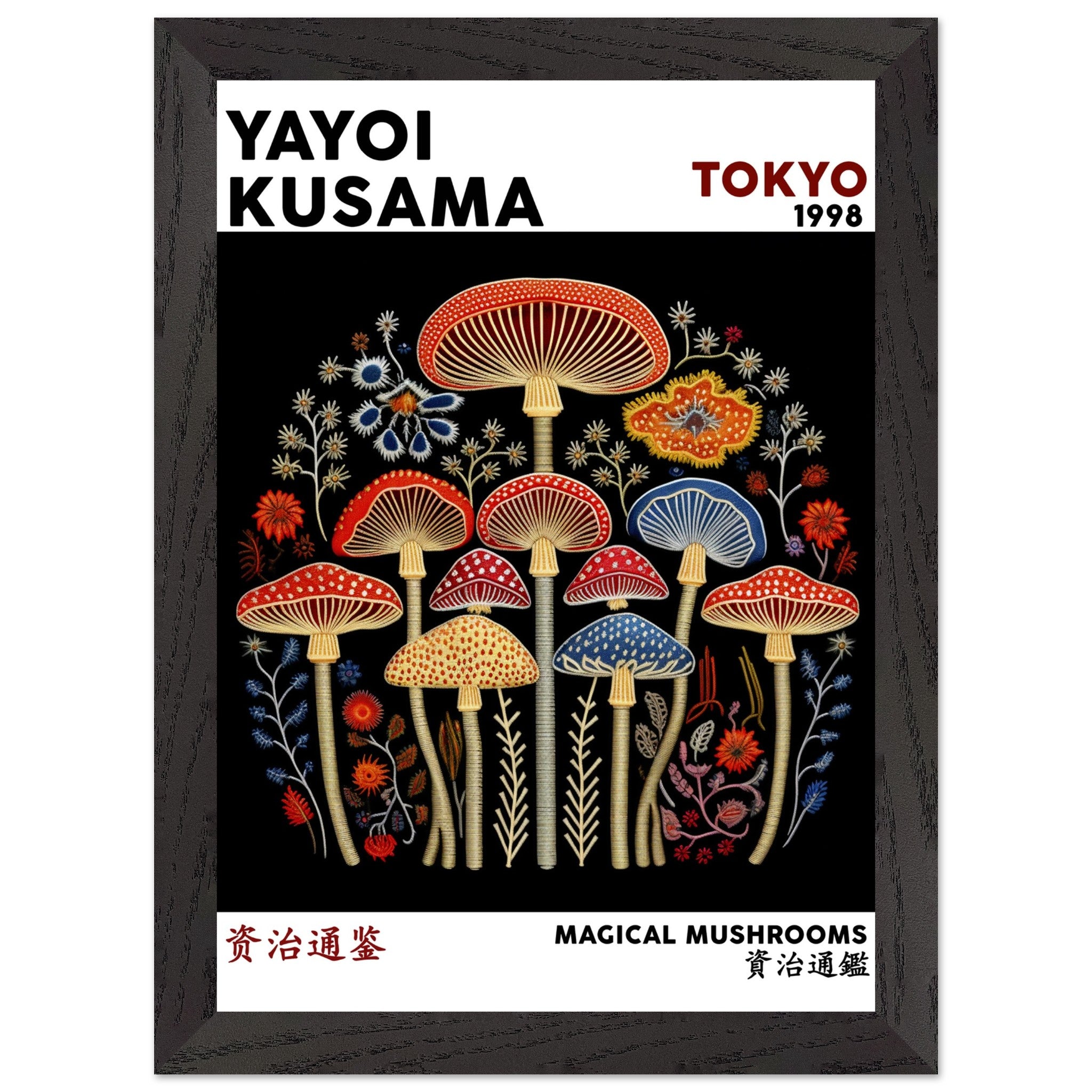Artfulprints Poster met Lijst Yayoi Kusama - Magical mushrooms - A4 21