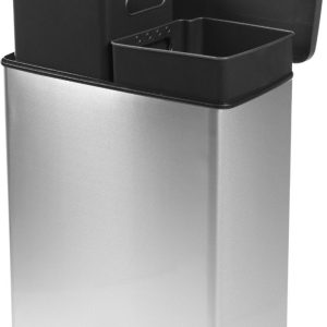 Curver Decobin Duo Prullenbak – 26L+26L – Rechthoekig – Zilver Metalli