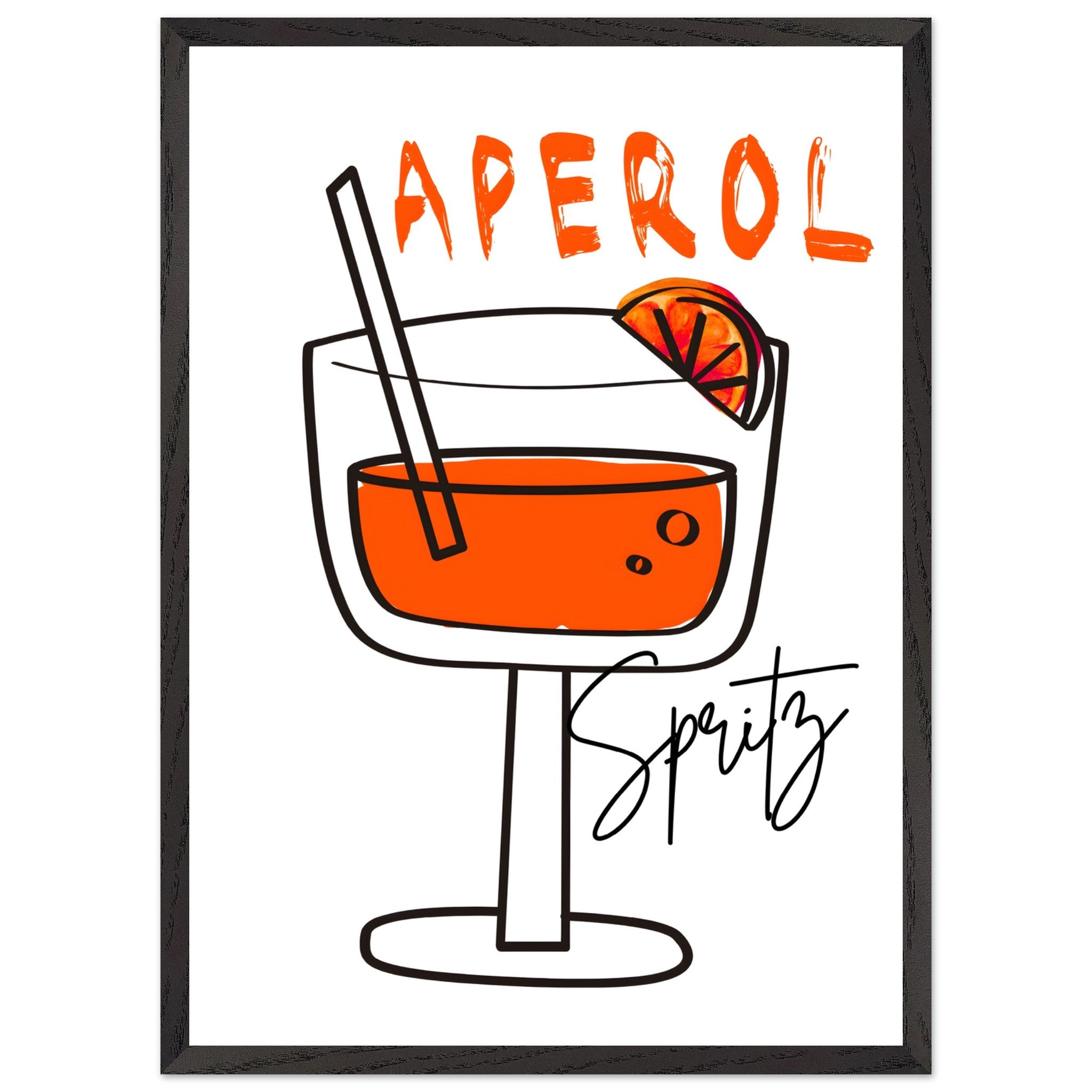Artfulprints Poster met Lijst Aperol Spritz - Minimalistic - 50x70 cm