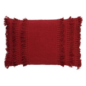 FARA – Kussenhoes 40×60 cm – 100% katoen – met franjes – Merlot – rood