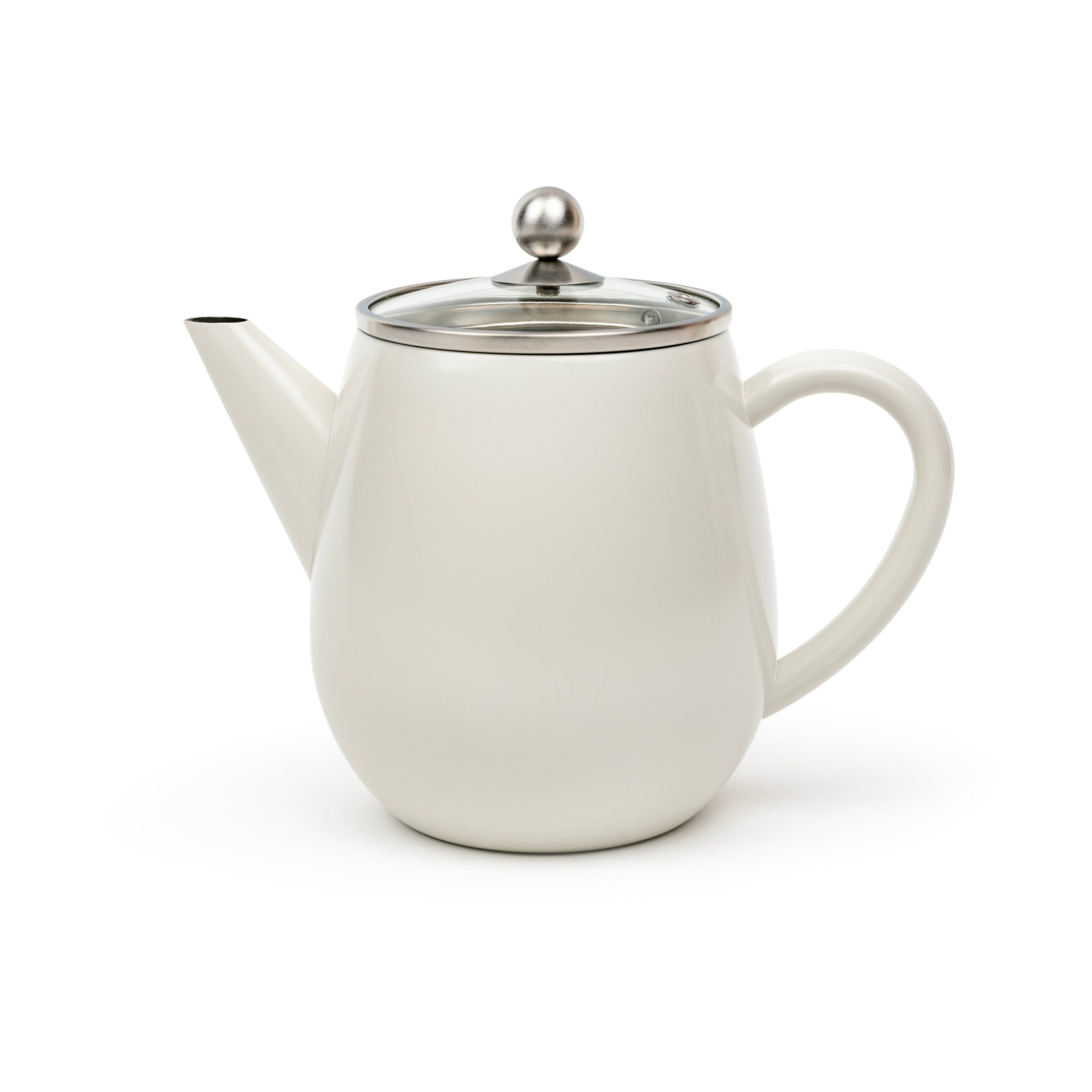 Bredemeijer - Dubbelwandige theepot Eva - 1,1 liter - Wit - Met filter