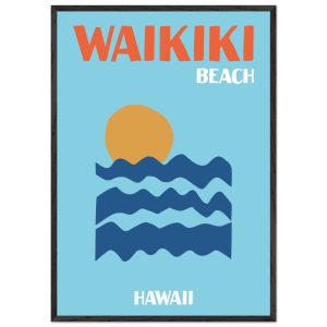 Artfulprints Poster met Lijst Hawaii – Waikiki Beach – 70×100 cm – Bla Artfulprints Poster met Lijst Hawaii – Waikiki Beach – 70×100 cm – Bla