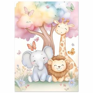 Artfulprints Poster Vrolijke safari familie – A4 21×29.7 cm – Meerkleu Artfulprints Poster Vrolijke safari familie – A4 21×29.7 cm – Meerkleu