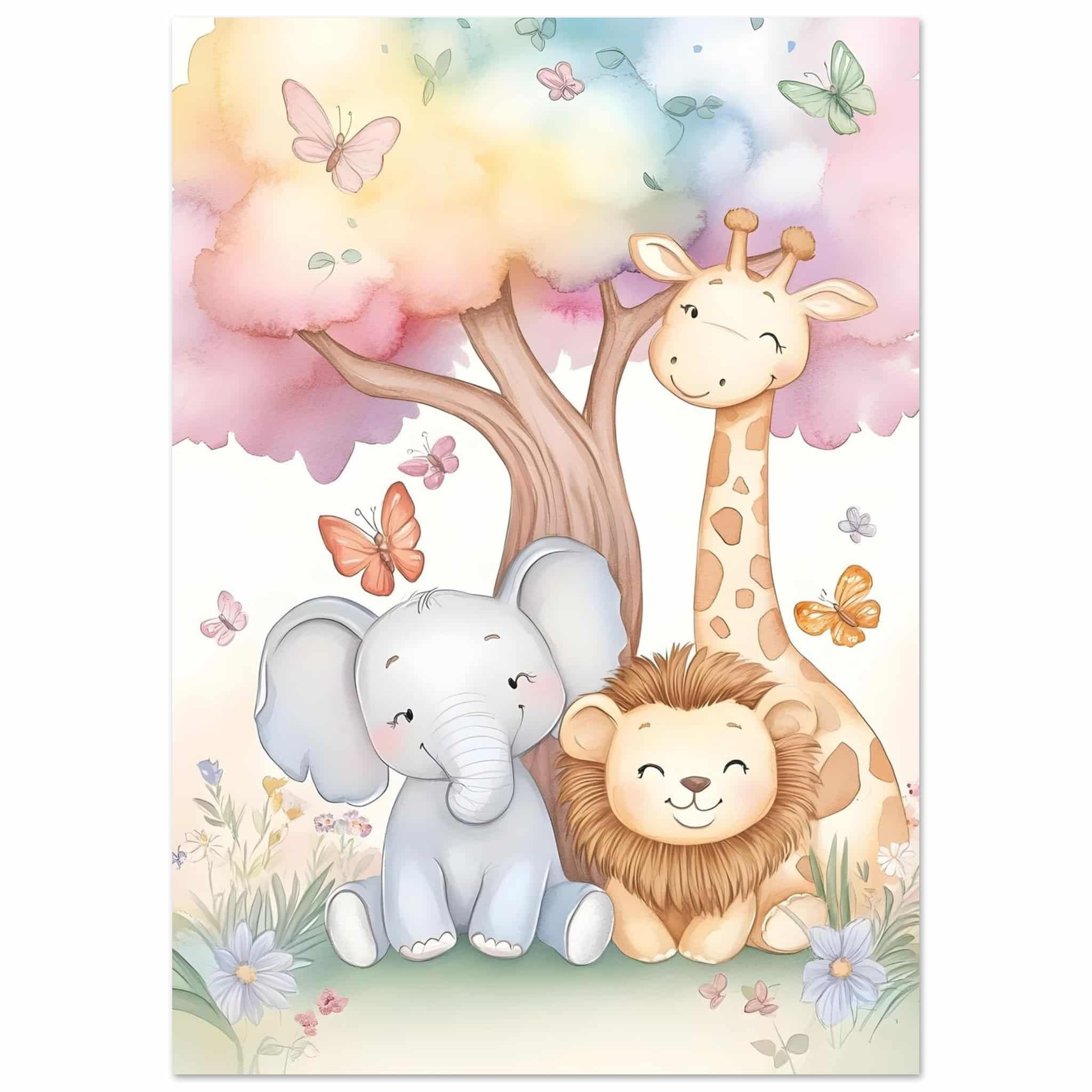 Artfulprints Poster Vrolijke safari familie - A4 21x29.7 cm - Meerkleu