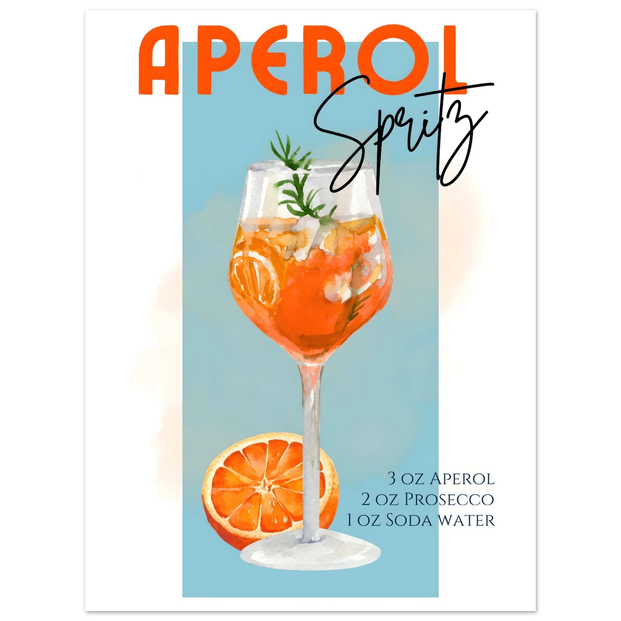 Artfulprints Poster Aperol Spritz - Blue - 30x40 cm - Blauw