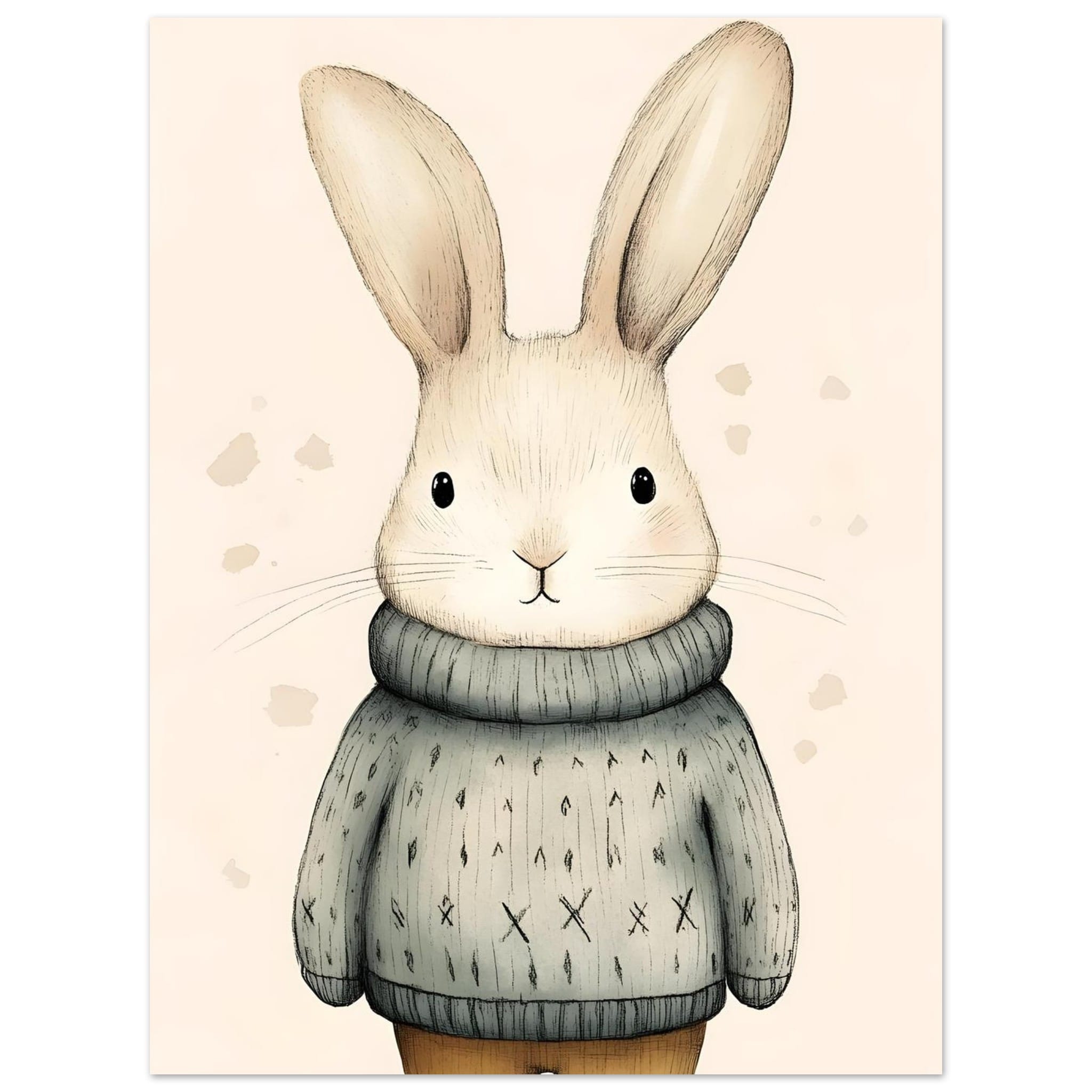Artfulprints Winterkonijn aquarel poster 30x40 cm