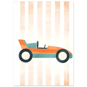 Artfulprints Poster Retro raceauto – 50×70 cm – Oranje Artfulprints Poster Retro raceauto – 50×70 cm – Oranje