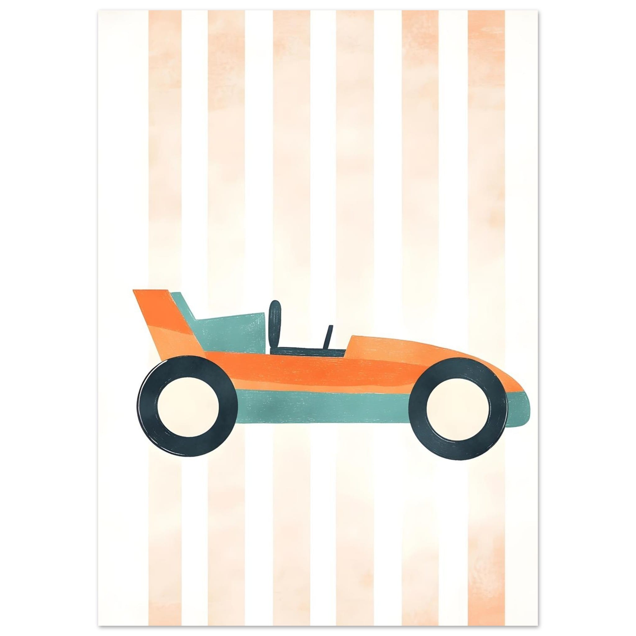 Artfulprints Poster Retro raceauto - 50x70 cm - Oranje