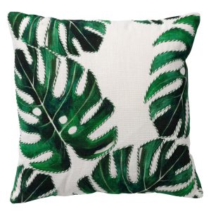 LEAFY – Sierkussen 45×45 cm – katoen – Snow White – wit