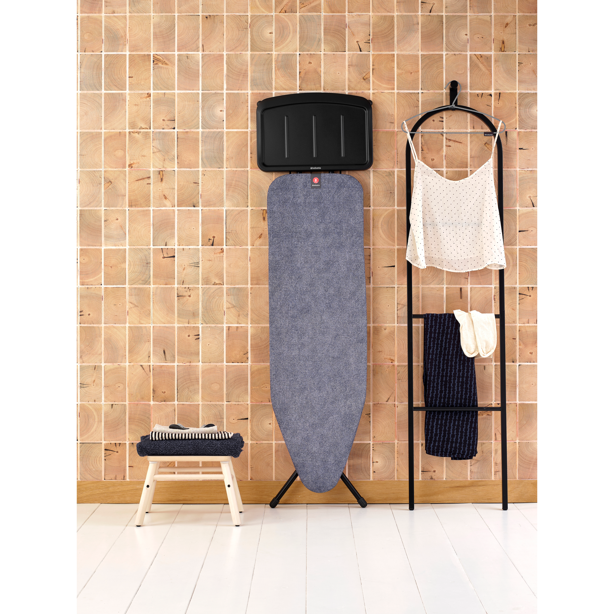 Brabantia Strijkplank B, 124x38 cm, solide stoomunithouder - Denim Blu