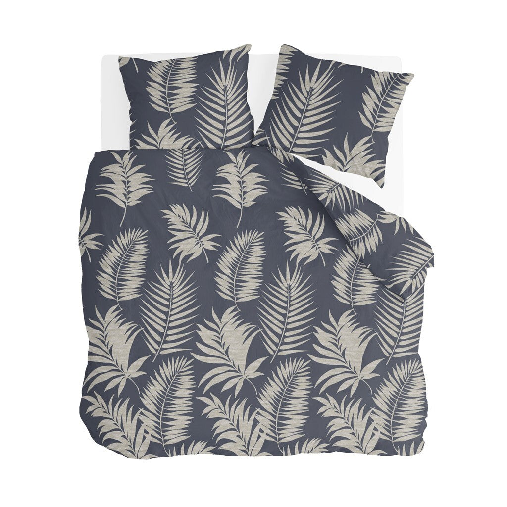 Byrklund - Dekbedovertrek Pretty Palm - 240x220 cm - Grijs / Blauw