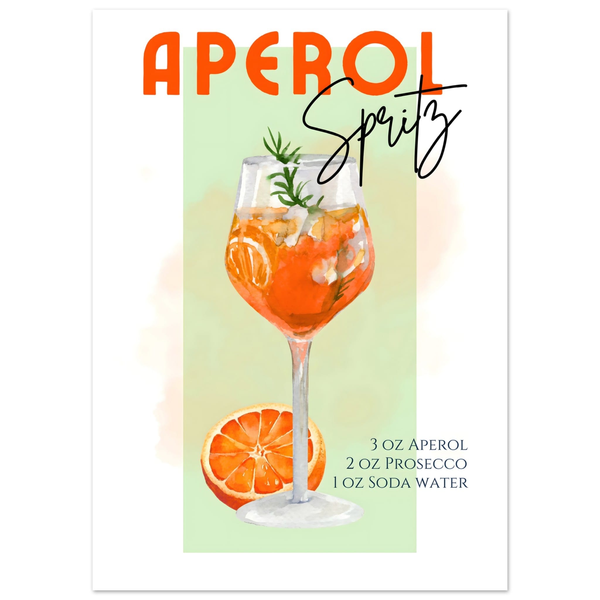 Artfulprints Poster Aperol Spritz - Green - 50x70 cm - Groen