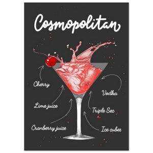 Artfulprints Cosmopolitan cocktail I – Illustratie poster A4 21×29.7 c Artfulprints Cosmopolitan cocktail I – Illustratie poster A4 21×29.7 c