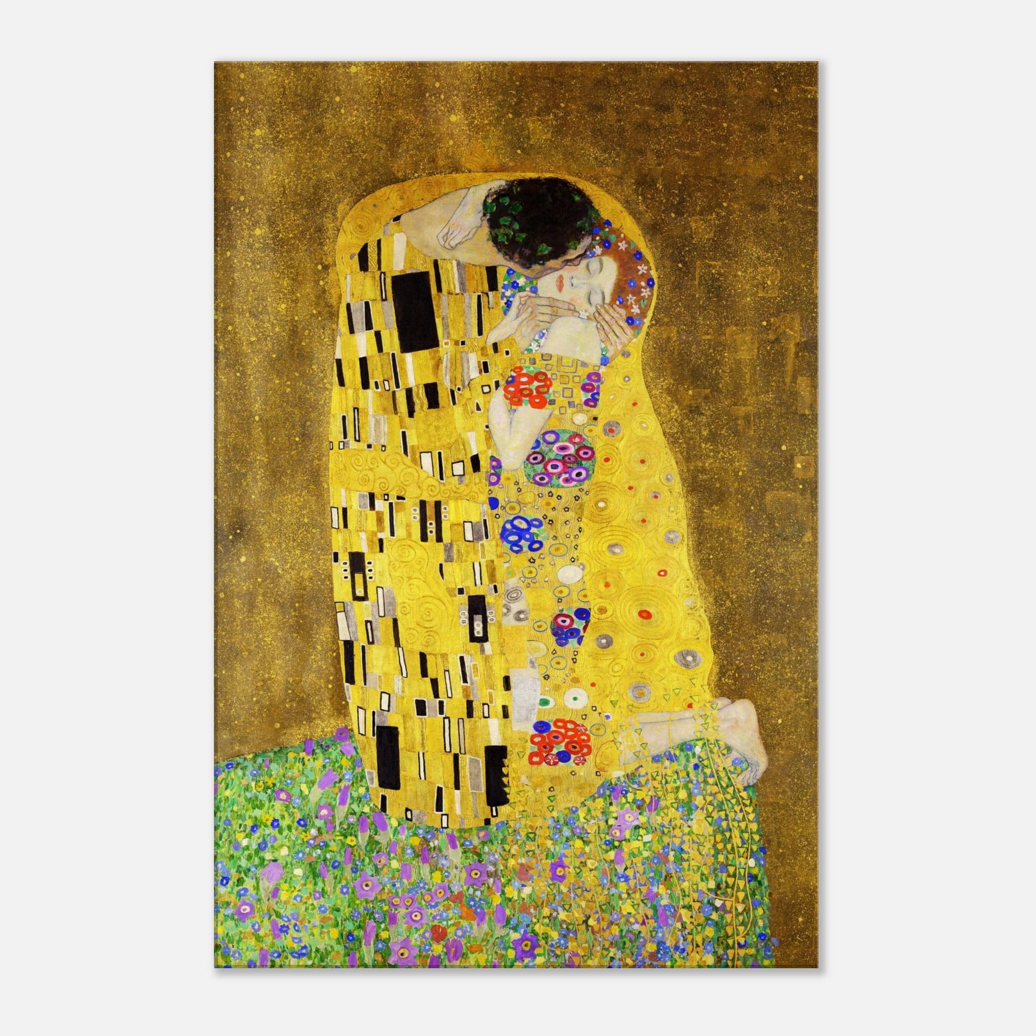 Artfulprints Canvas Gustav Klimt - The kiss canvas - 80x120 cm - Geel